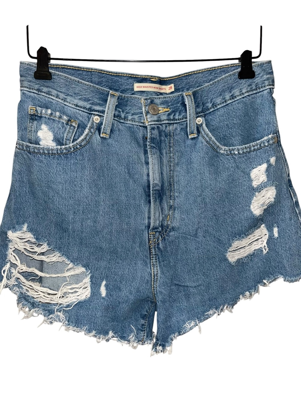 Levi's Distressed Light Blue High-Rise Jean Shorts